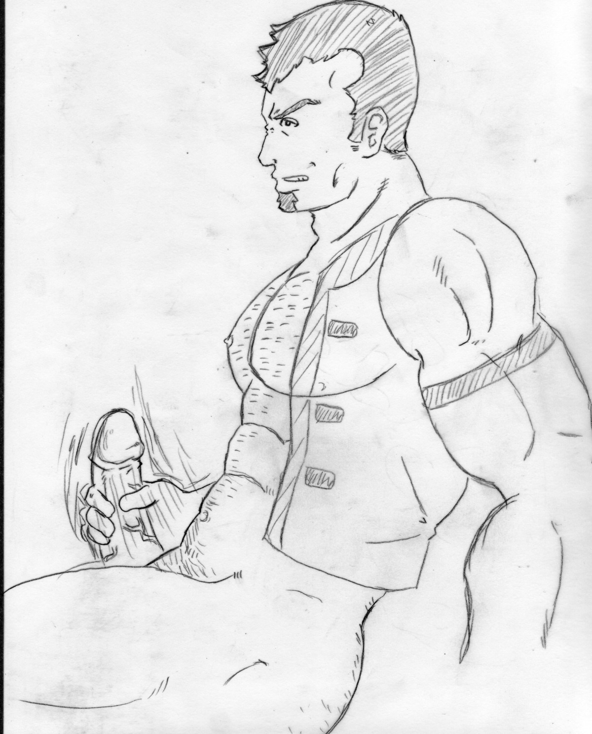 1boy bottomless jarek male male_only masturbation mortal_kombat motion_lines open_vest rule34 solo tagme vest
