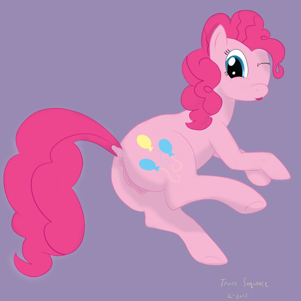 1:1 2013 anatomically_correct anatomically_correct_genitalia anatomically_correct_vulva animal_genitalia animal_vulva anus blue_eyes cutie_mark e621 earth_pony equid equine equine_genitalia equine_vulva female feral friendship_is_magic fur genitals hair hasbro hi_res horse mammal my_little_pony one_eye_closed pink_body pink_fur pink_hair pinkie_pie_(mlp) pony quadruped solo tail tongue trancesequence vulva wink