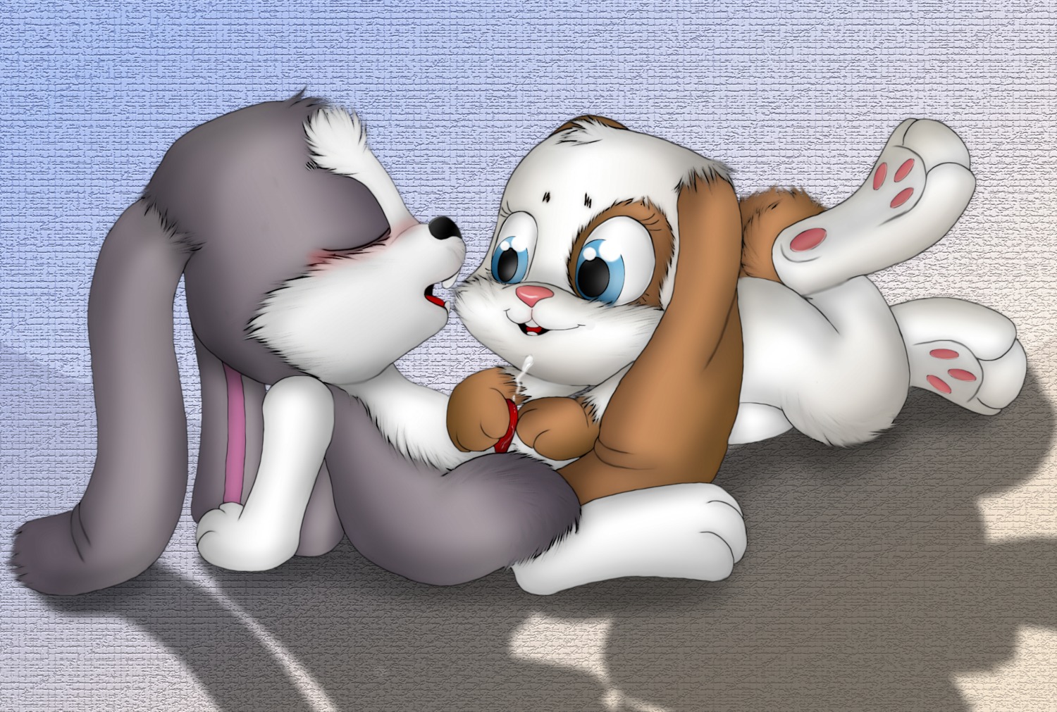 blue_eyes blush bodily_fluids brown_body brown_fur cum cumshot domestic_rabbit duo e621 ejaculation english_text erection eyes_closed female feral fur genital_fluids genitals grey_body grey_fur handjob hi_res jamster lagomorph leporid lop_rabbit male male/female mammal onstatobol orgasm oryctolagus pawpads paws penile penis rabbit raised_leg sex snuggelina snuggle_bunny text white_body white_fur