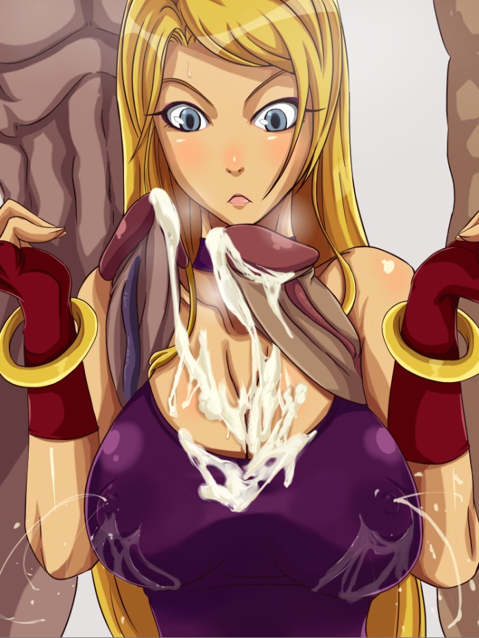 b._jenet blonde_hair blue_eyes breasts casual_bukkake cum cum_on_body cum_on_breasts cum_on_clothes cum_on_upper_body fatal_fury female garou:_mark_of_the_wolves king_of_fighters lactation large_breasts male nipples penis rule34 snk