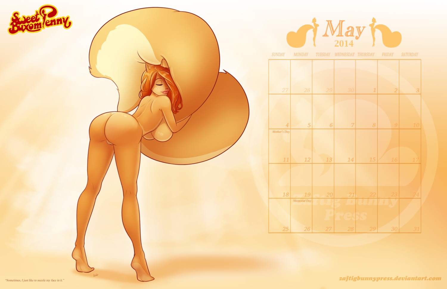 2014 absurd_res anthro big_breasts big_butt big_tail biped breasts butt calendar calendar_graphic e621 english_text feet female fluffy fluffy_tail fur genitals hair hi_res hindpaw long_hair mammal nude orange_body orange_fur paws pinup pose red_hair rodent sciurid smile solo standing tail text tree_squirrel url vulva zaftigbunnypress