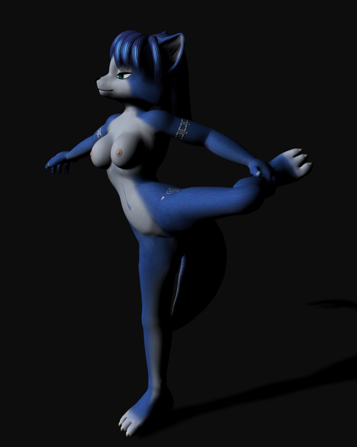 3d anthro color female female_only fox fur furry krystal krystal_(littledragon) rule34 solo star_fox tagme