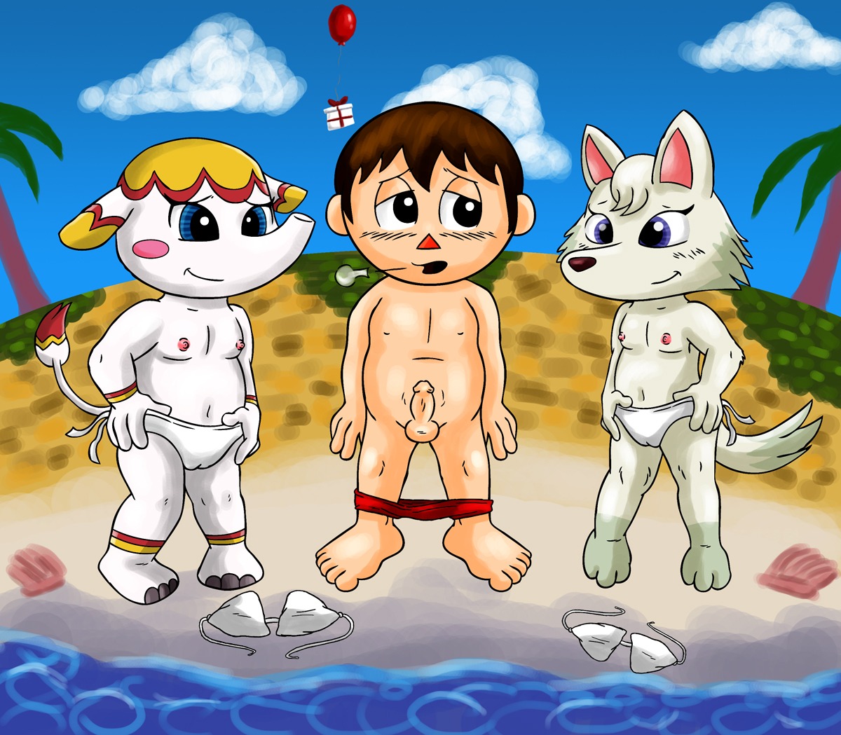 animal_crossing anthro arctic_wolf beach bikini canid canine canis clothed clothing cloud e621 elephant elephantid erection female genitals group human hypnofire86 imminent_sex male mammal margie_(animal_crossing) nintendo outside penis proboscidean proboscis_(anatomy) seaside skimpy sky swimming_trunks swimwear tail topless trunk_(anatomy) two-piece_swimsuit undressing villager_(animal_crossing) whitney_(animal_crossing) wolf