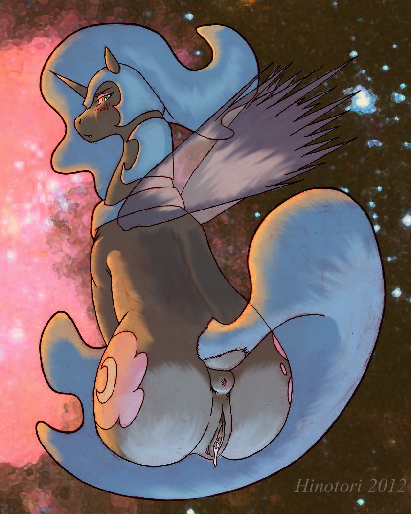 2012 alicorn anus ass blue_eyes blue_hair cutie_mark equine female feral friendship_is_magic hair helmet horn horse misterhinotori moon my_little_pony mythological_creature mythological_equine mythology nightmare_moon_(mlp) pony princess_luna_(mlp) pussy rule34 solo