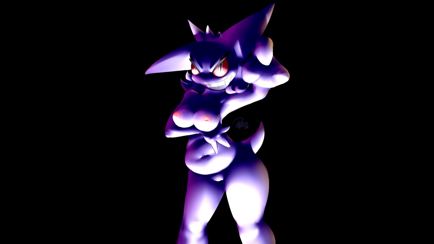 16:9 2013 breasts digital_media_(artwork) e621 elpatrixf female generation_1_pokemon gengar genitals ghost hi_res inverted_nipples nintendo nipples pink_nipples pokemon pokemon_(species) pokemorph slightly_chubby solo spirit vulva wallpaper widescreen