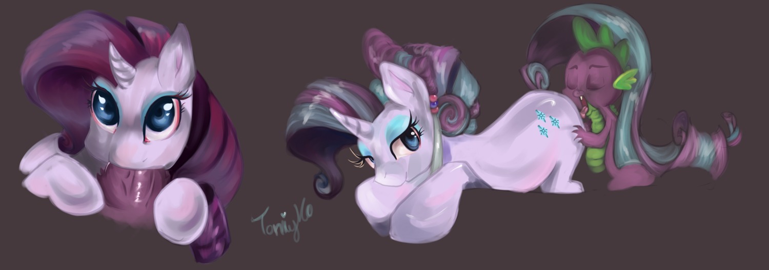 2013 blue_eyes cunnilingus cutie_mark dragon duo e621 equid equine erection female feral friendship_is_magic genitals hair hasbro hi_res horn interspecies licking male male/female mammal my_little_pony mythological_creature mythological_equine mythological_scalie mythology nude oral penis purple_hair quadruped rarity_(mlp) scalie sex signature spike_(mlp) tail tomiyoko tongue tongue_out unicorn vaginal