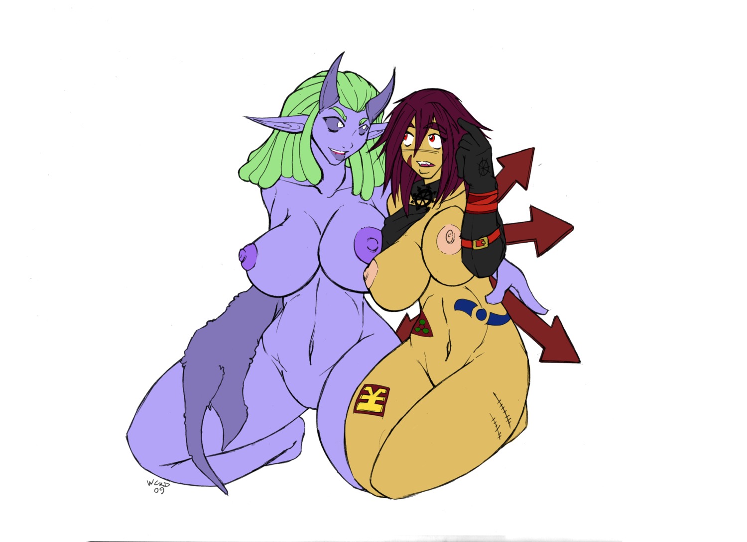 2girls big_breasts breasts chaos_(warhammer) chaos_cultist chaos_daemon cultist-chan cultist-chan_(mister_culexus) daemonette female female_only nipples rule34 warhammer_(franchise) warhammer_40k wckd