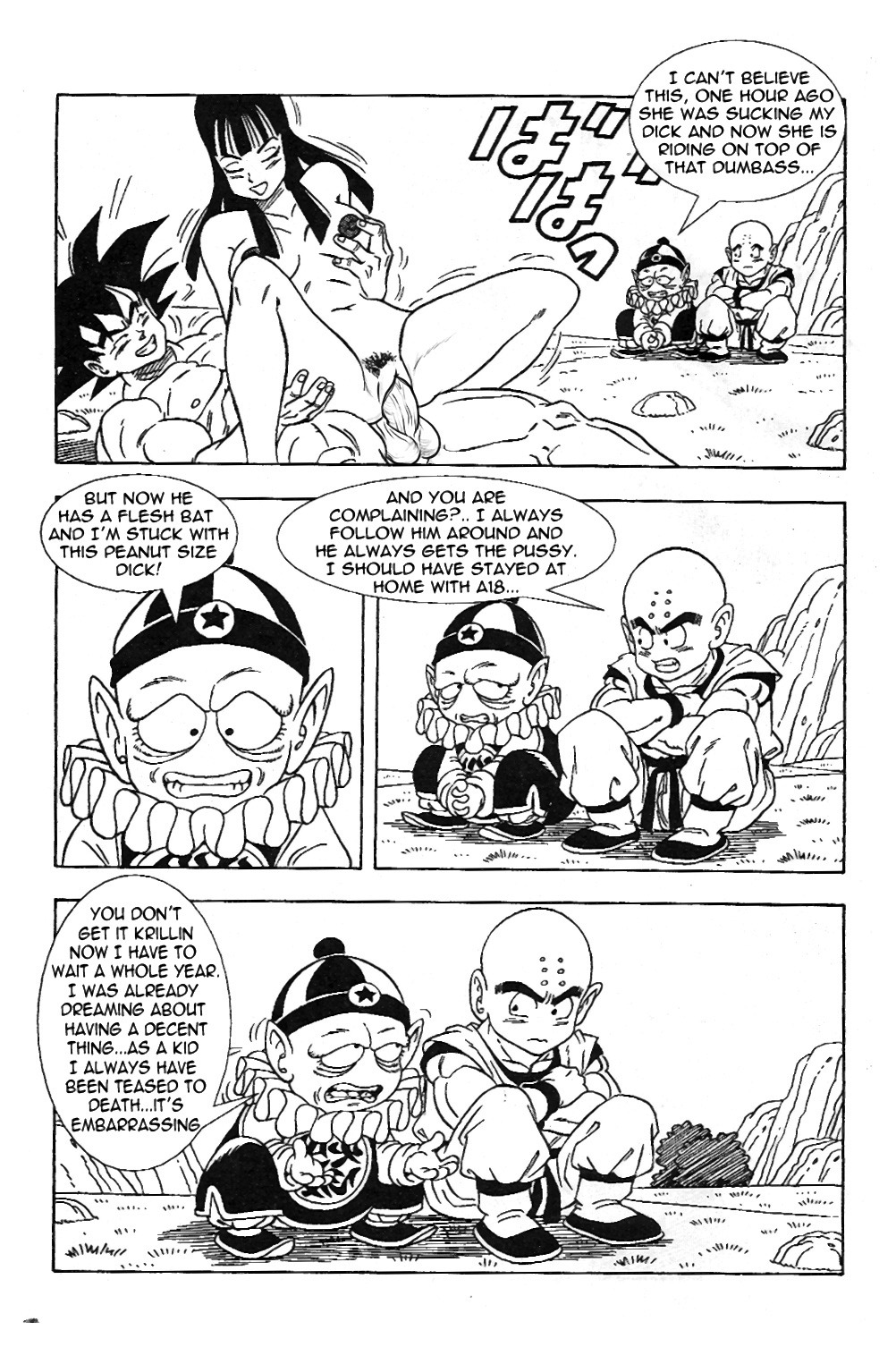 3boys balls being_watched biceps comic cowgirl_position cuckold dragon_ball dragon_ball_(classic) dragon_ball_z emperor_pilaf female fondling fondling_balls goku human krillin kuririn mai_(dragon_ball) male outdoor_sex outdoors outside outside_sex pussy reverse_cowgirl_position rule34 son_goku straight vaginal_penetration