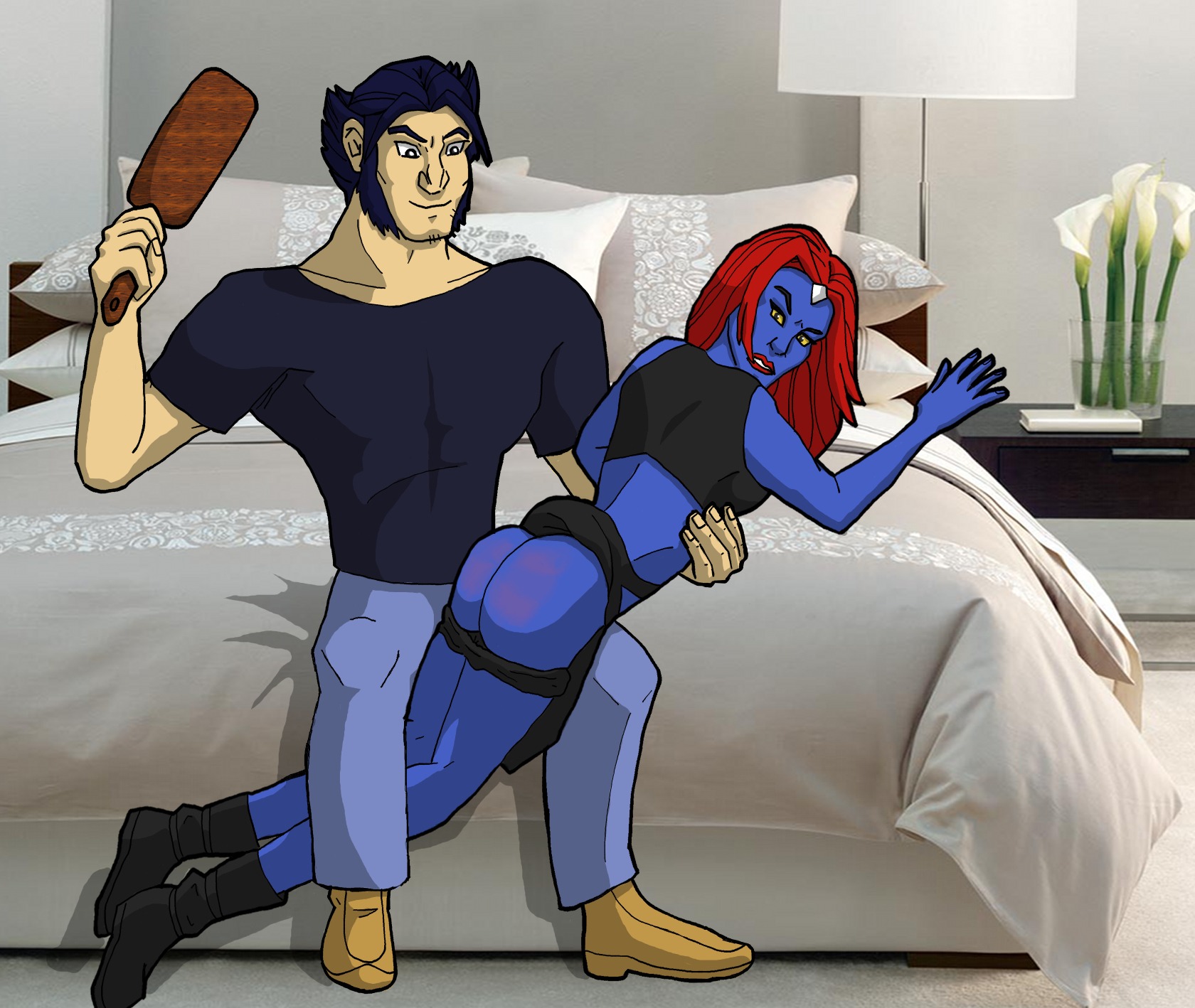 female human james_howlett male marvel marvel_comics mutant mystique rule34 straight_hair wolverine_(x-men) x-men x-men_evolution