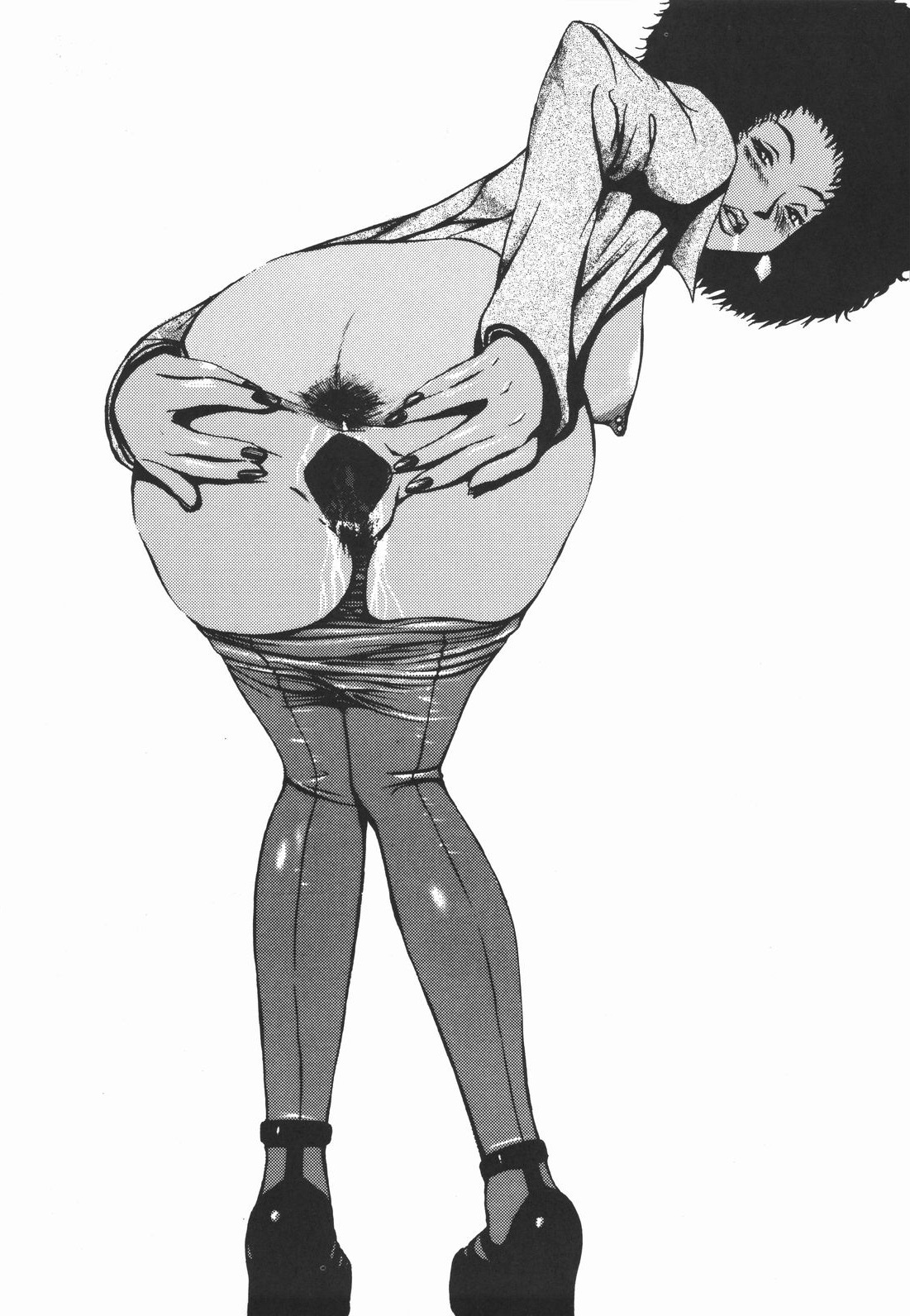 1girls afro anal_gape artist_request ass big_ass black_hair breasts censored coffee_(cowboy_bebop) cowboy_bebop dark-skinned_female dark_skin female human nipples pants_down presenting pussy rule34 short_hair stretched_anus stretched_pussy stretching_anus stretching_pussy tagme white_background wide_hips