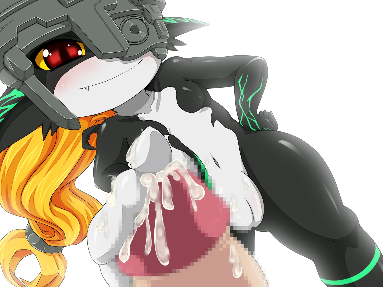 1boy 1girls amau_(artist) cum feet female footjob highres imp imp_midna male midna penis red_eyes rule34 straight the_legend_of_zelda twilight_princess white_background