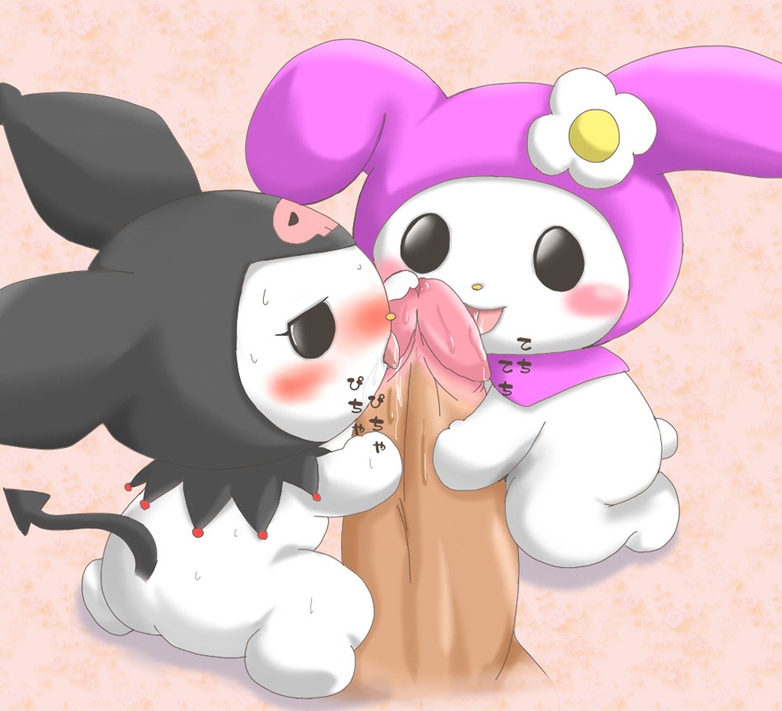 1boy 2girls cum female japanese_text kuromi licking licking_penis male my_melody onegai_my_melody oral penis rule34 sanrio straight_hair suvaru tagme text