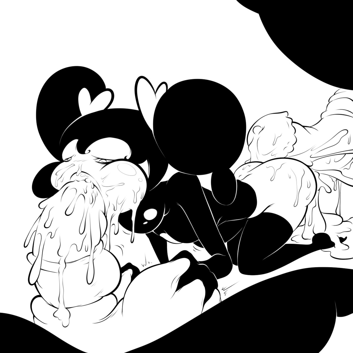 cum fellatio female gothorita insertion interspecies male monochrome multiple_males oral penis pokemon rule34 size_difference straight