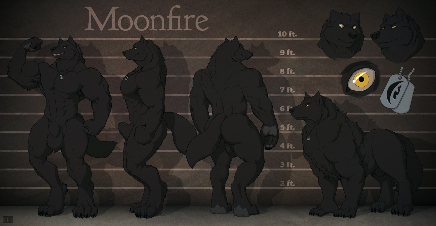 4_toes abs absurd_res all_fours animal_genitalia anthro armpit_hair athletic backsack balls barefoot biceps big_muscles biped black_body black_fur black_nose bng body_hair butt canid canine canis chart claws dog_tags e621 english_text fan_character feet feral flexing front_view fully_sheathed fur garou_(world_of_darkness) genitals grin height_chart hi_res hindpaw huge_filesize looking_at_viewer male mammal model_sheet moonfire_(drockanfirestorm) muscular muscular_anthro muscular_male mythological_canine mythological_creature mythology nude pawpads paws pecs pinup pose quadruped sheath side_view smile solo standing text toes turnaround werecanid werecanine werecreature werewolf werewolf_the_apocalypse white_wolf_publishing wolf world_of_darkness_(series) yellow_eyes