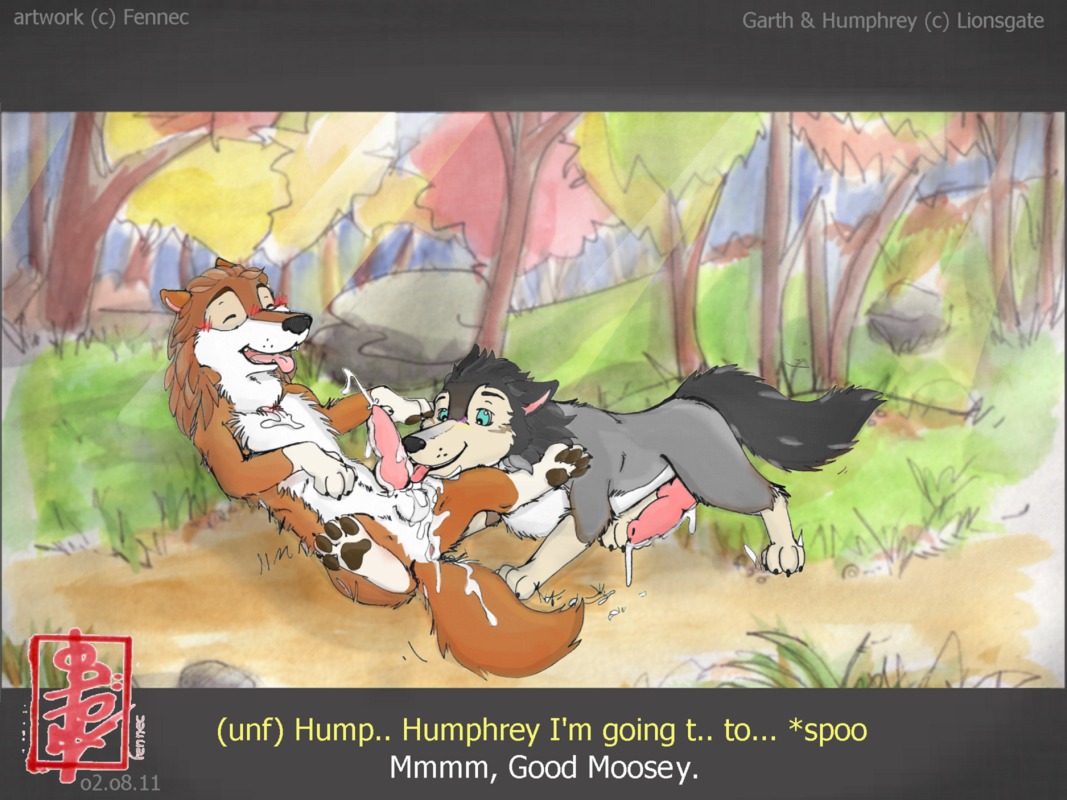 alpha_and_omega anatomically_correct animal_genitalia animal_penis balls bodily_fluids canid canine canine_genitalia canine_penis canis comic cum dialogue duo e621 english_text erection fennec_(artist) feral feral_on_feral garth_(alpha_and_omega) genital_fluids genitals humphrey_(alpha_and_omega) knot knot_lick licking lionsgate male male/male male_penetrated male_penetrating male_penetrating_male mammal oral penetration penile penis penis_lick quadruped sex tail text tongue tongue_out wolf