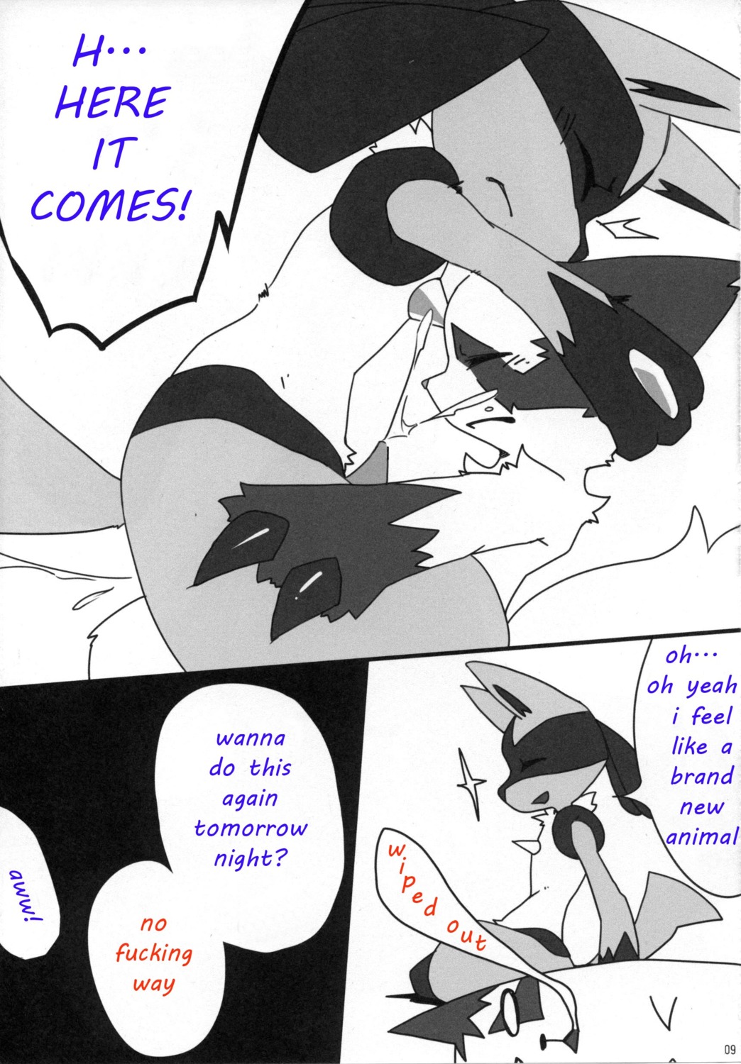 absurd_res anal anal_penetration anthro balls black_and_white bodily_fluids canid canine comic cum cum_while_penetrated cumshot dialogue duo e621 ejaculation english_text erection fur generation_3_pokemon generation_4_pokemon genital_fluids genitals hands-free hi_res lucario male male/male male_penetrated male_penetrating male_penetrating_male mammal monochrome nintendo orgasm penetration penis pokemon pokemon_(species) profanity sex sumi_(artist) tail text third-party_edit zangoose
