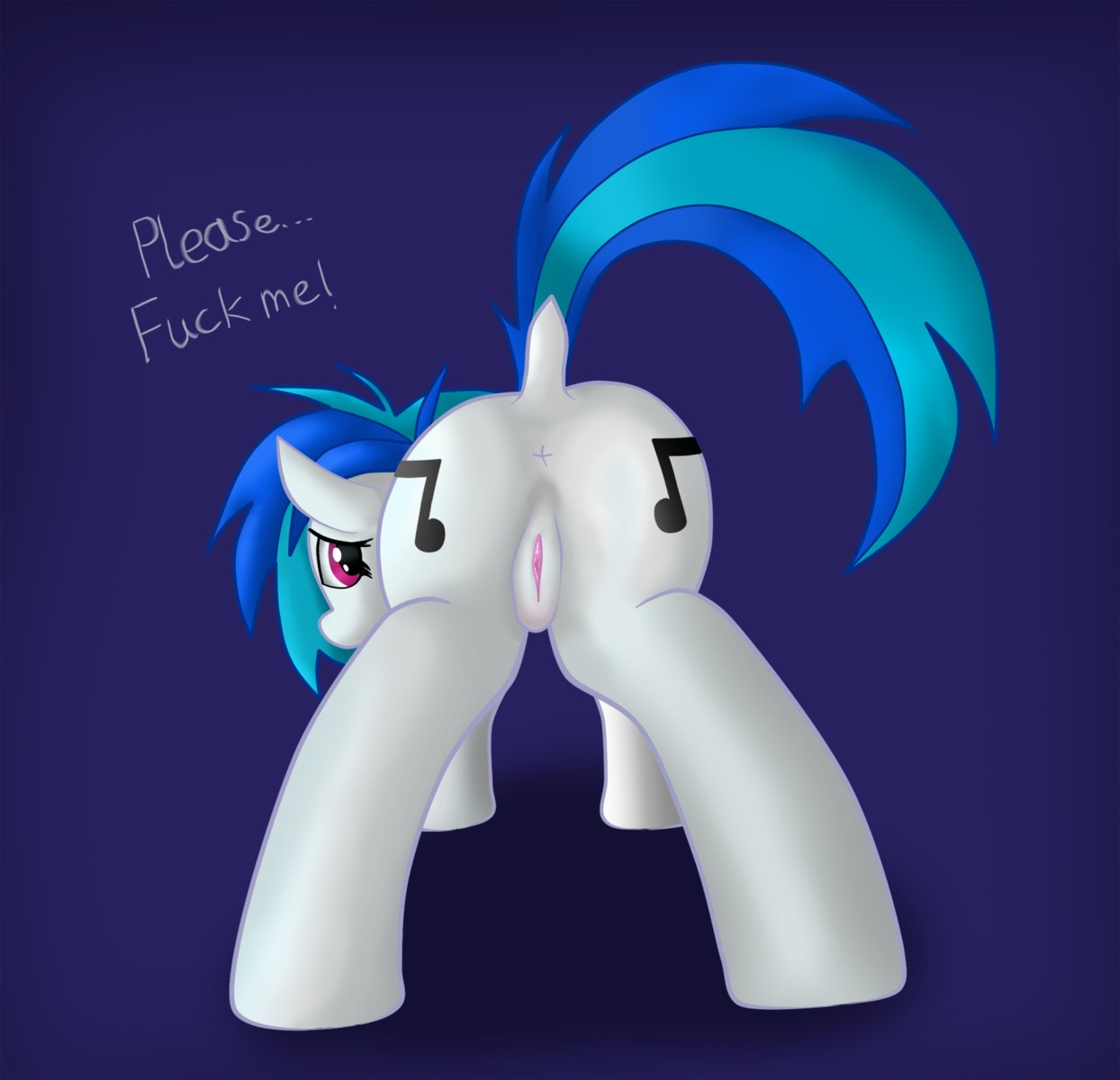 2013 anus butt cutie_mark e621 equid equine female feral friendship_is_magic genitals hasbro hi_res horse illusiveelusive looking_at_viewer mammal my_little_pony pony solo tail vinyl_scratch_(mlp) vulva