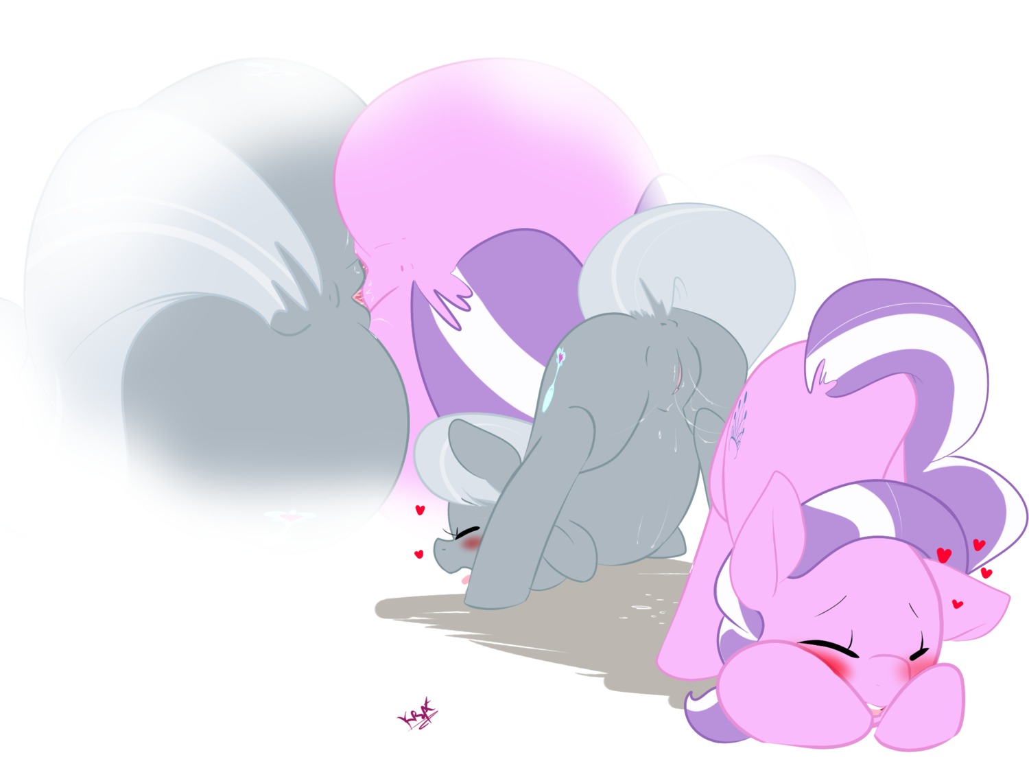 2013 anus ass_to_ass ass_up blush bodily_fluids close-up cutie_mark diamond_tiara_(mlp) dock_(anatomy) duo e621 earth_pony equid equine eyes_closed female female/female feral feral_on_feral friendship_is_magic fur genital_fluids genitals grey_body grey_fur hair hasbro heart_symbol hi_res horse kryptchild mammal multicolored_hair my_little_pony open_mouth pink_body pink_fur pony raised_tail sex silver_spoon_(mlp) simple_background tail tongue tongue_out tribadism vaginal vaginal_fluid_string vaginal_fluids vulva young young_feral