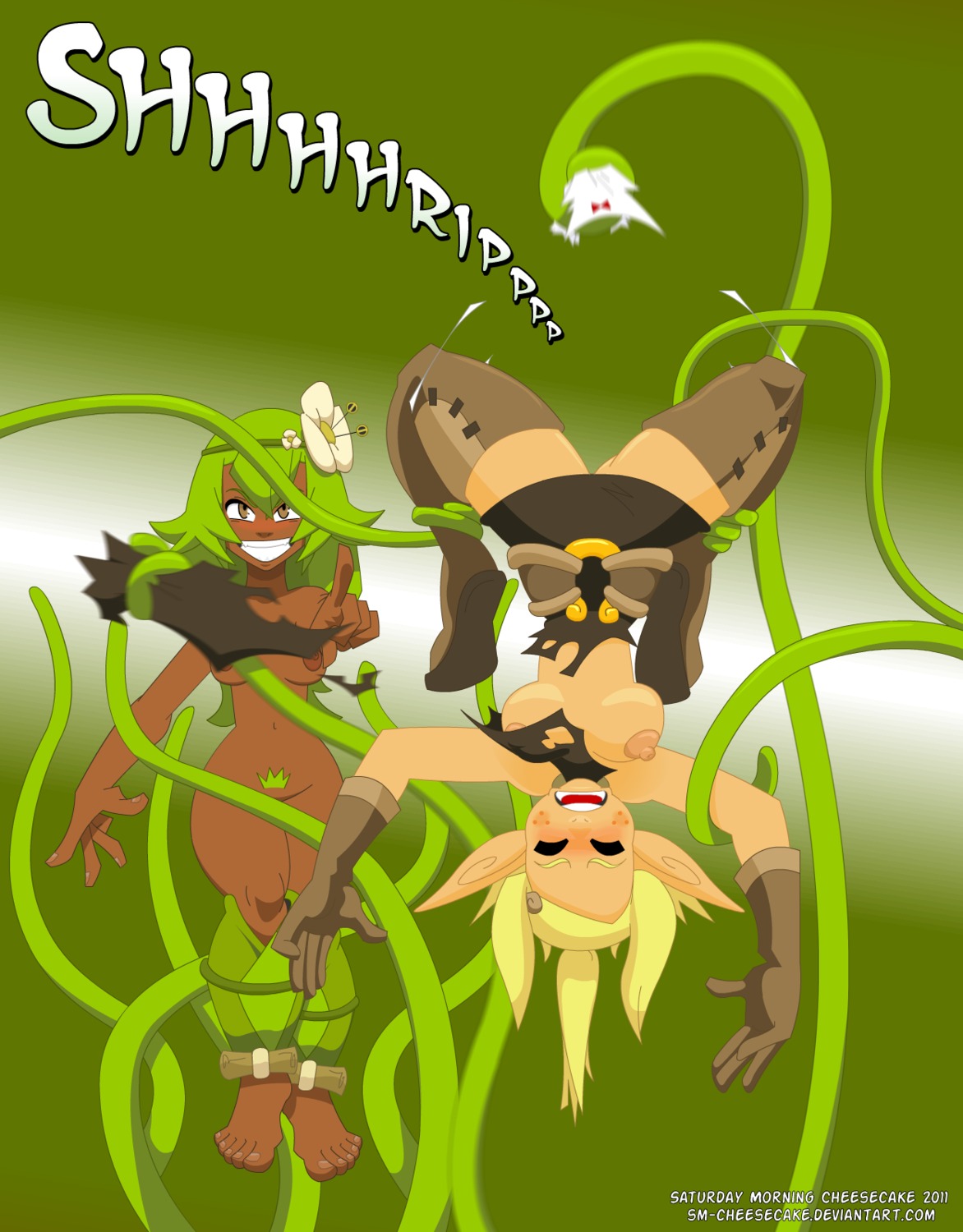 2girls amalia ankama blush breasts closed_eyes cra dark-skinned_female dark_skin evangelyne feet female looking_at_viewer multiple_females multiple_girls nipples open_mouth princess_amalia_sheran_sharm rule34 sadida saturday_morning_cheesecake tentacle tentacle_sex toes torn_panties wakfu
