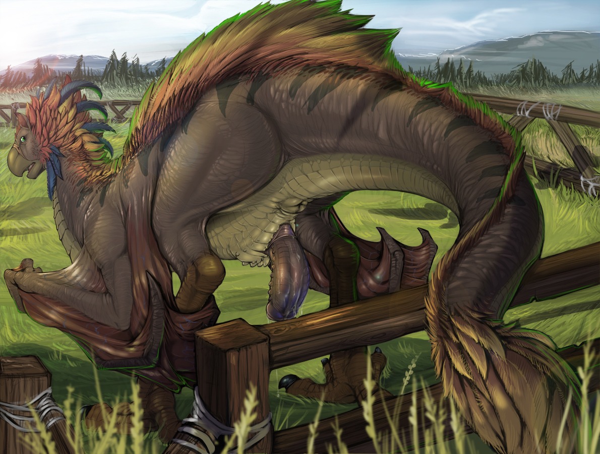 2011 anus avian bad_dragon beak cockatrice feathers feral male male_only narse official_art penis rule34 tail wings