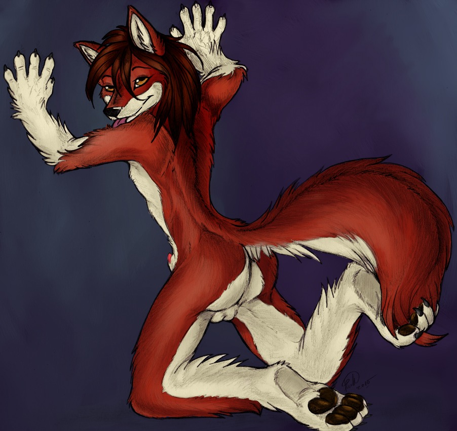 animal_genitalia anthro backsack balls butt canid canine canis e621 feet femboy genitals hindpaw kwik_(artist) looking_at_viewer male mammal nude paws penis penis_tip red_wolf sangie_nativus sheath solo tail teasing vanishikawa wolf
