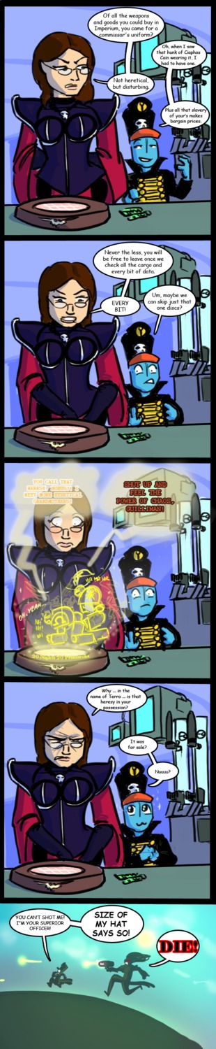 1boy 1girls adepta_sororitas chaos_(warhammer) comedy comic dialogue english_text female horus_lupercal imperium_of_man male power_armor primarch ritualist_(artist) roboute_guilliman rule34 sister_of_battle sons_of_horus speech_bubble tau text ultramarines warhammer_(franchise) warhammer_40k