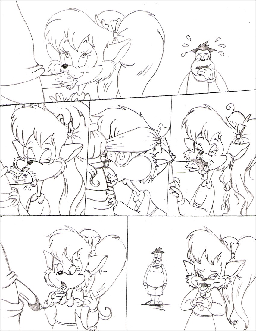 anthro anthro_only artist_request clothing comic disney female goof_troop male max_goof monochrome oral_sex penis pistol_pete pj_(goof_troop) rule34 source_request tagme young