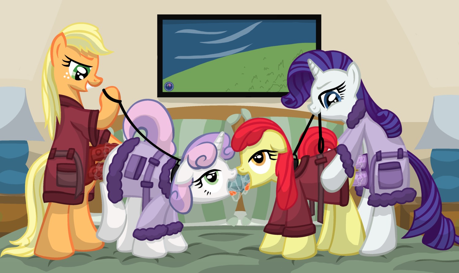 2013 absurd_res amber_eyes anal anal_penetration apple_bloom_(mlp) applejack_(mlp) bathrobe bedroom blonde_hair blue_eyes bodily_fluids clothed clothing collar dildo dildo_fellatio double_deep_throat double_dildo double_dildo_fellatio double_penetration e621 earth_pony equid equine female feral freckles friendship_is_magic fur green_eyes group hair hasbro hi_res horn horse indirect_incest_(lore) inside lamp leash leash_in_mouth mammal multicolored_hair mutual_double_dildo_fellatio mutual_double_dildo_in_mouth my_little_pony mythological_creature mythological_equine mythology object_in_ass object_in_mouth open_clothing open_mouth open_robe oral oral_penetration orange_body orange_fur penetration pillow pony rarity_(mlp) red_hair robe saliva sex sex_toy sex_toy_fellatio sex_toy_in_ass sex_toy_in_vagina sex_toy_insertion standing strapon strapon_in_ass strapon_in_pussy strapon_insertion strapon_sex sweetie_belle_(mlp) template93 toying_partner two_tone_hair unicorn vaginal vaginal_penetration wearing_strapon white_body white_fur yellow_body yellow_fur young young_feral