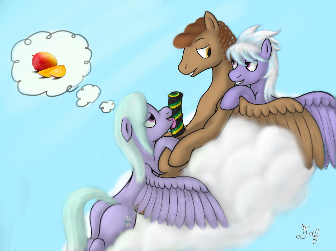 brown_body brown_feathers butt canon_x_oc cloud cloud_chaser_(mlp) condom cutie_mark daf e621 equid equine erection fan_character feathered_wings feathers female feral ffm flitter_(mlp) friendship_is_magic genitals group group_sex hasbro incestuous_voyeur_(lore) indirect_incest_(lore) licking male male/female mammal my_little_pony mythological_creature mythological_equine mythology outside pegasus penis purple_body purple_eyes purple_feathers sex sexual_barrier_device sky skyscape tail threesome tongue tongue_out trio voyeur wings