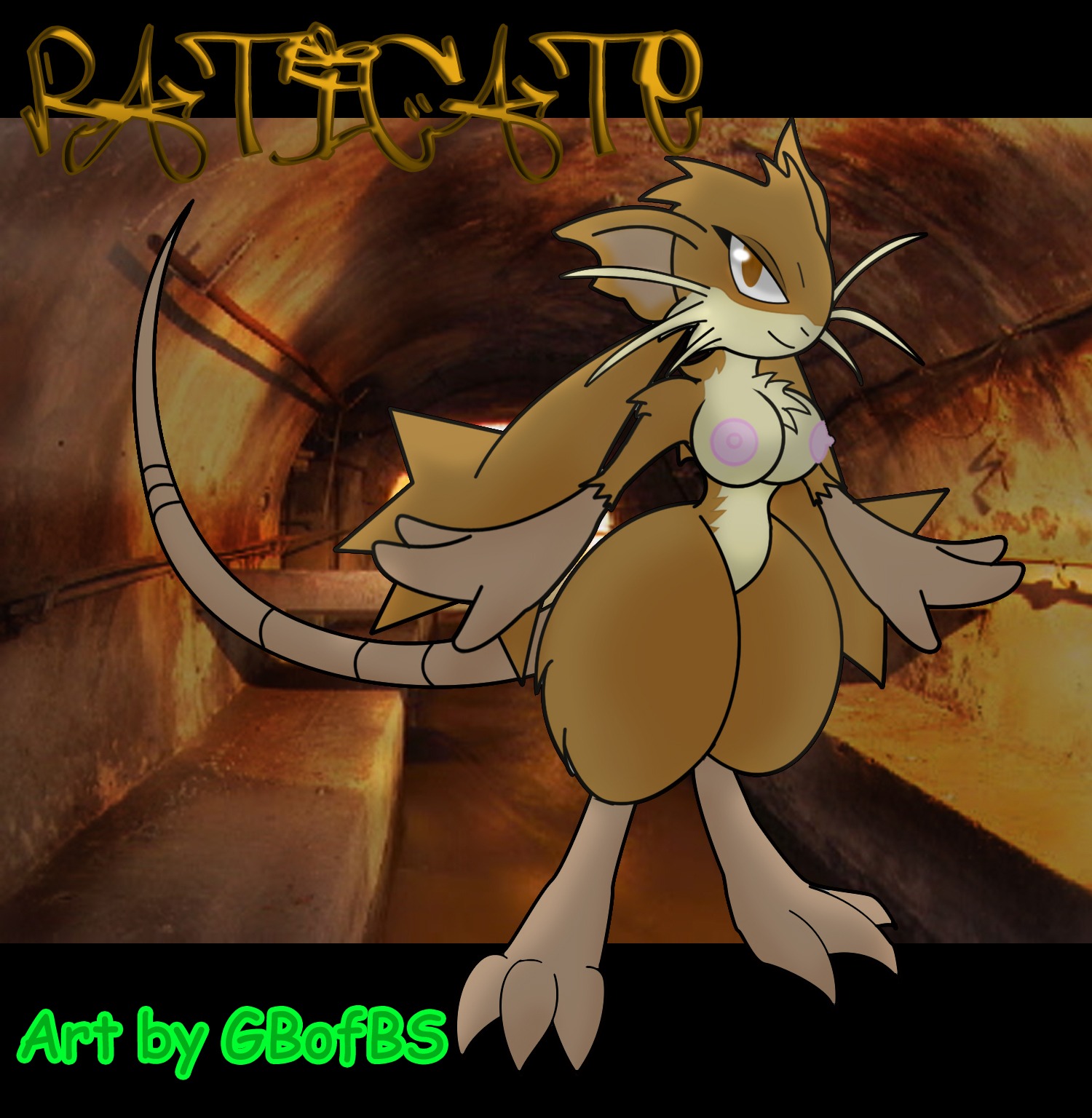 anthro breasts color female female_only front_view fur furry gb_of_bs nintendo nipples nude pok&eacute;mon_(species) pokemon pokemon_(species) raticate rule34 solo standing tagme