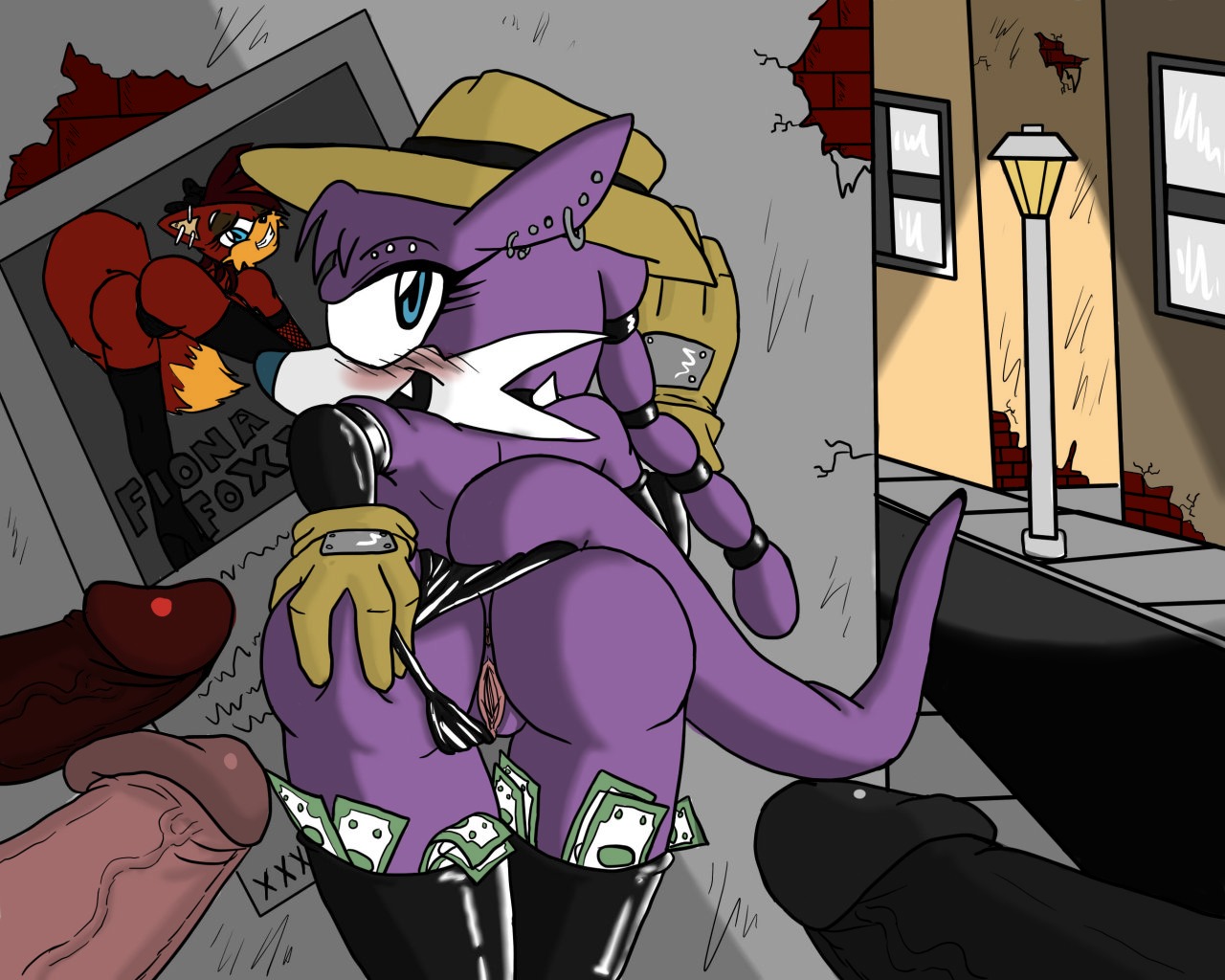 5:4 anthro anus archie_comics big_butt blush butt butt_grab canid canine clothing clothing_aside cowboy_hat deskai disembodied_penis e621 ear_piercing erection female fiona_fox fox genitals group hand_on_butt hat headgear headwear humanoid_genitalia humanoid_penis looking_at_viewer looking_back male male/female mammal money mustelid musteline nicolette_the_weasel outside panties panties_aside penis piercing poster prostitution sega slashysmiley smile solo_focus sonic_the_hedgehog_(archie) sonic_the_hedgehog_(comics) sonic_the_hedgehog_(series) tail true_musteline underwear underwear_aside vein vulva weasel