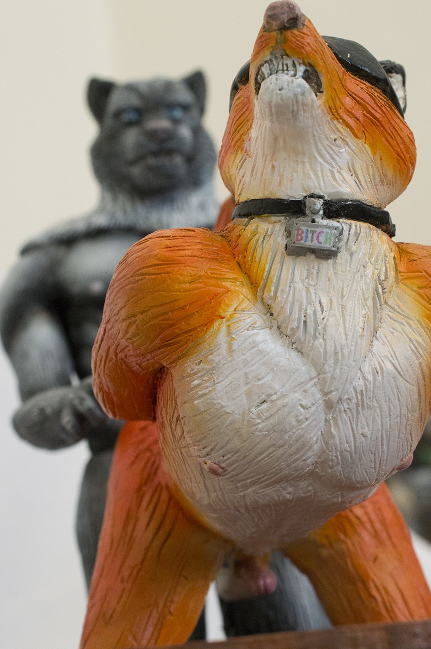 anal anal_penetration anthro bdsm blindfold bondage bound canid canine collar dominant dominant_male duo e621 erection felid fox from_behind_position genitals grandfathered_content hi_res luipaard male male/male male_penetrated male_penetrating male_penetrating_male mammal nipples nude penetration penis photo photography_(artwork) real sculpture sculpture_(artwork) sex simple_background submissive submissive_male traditional_media_(artwork) white_background