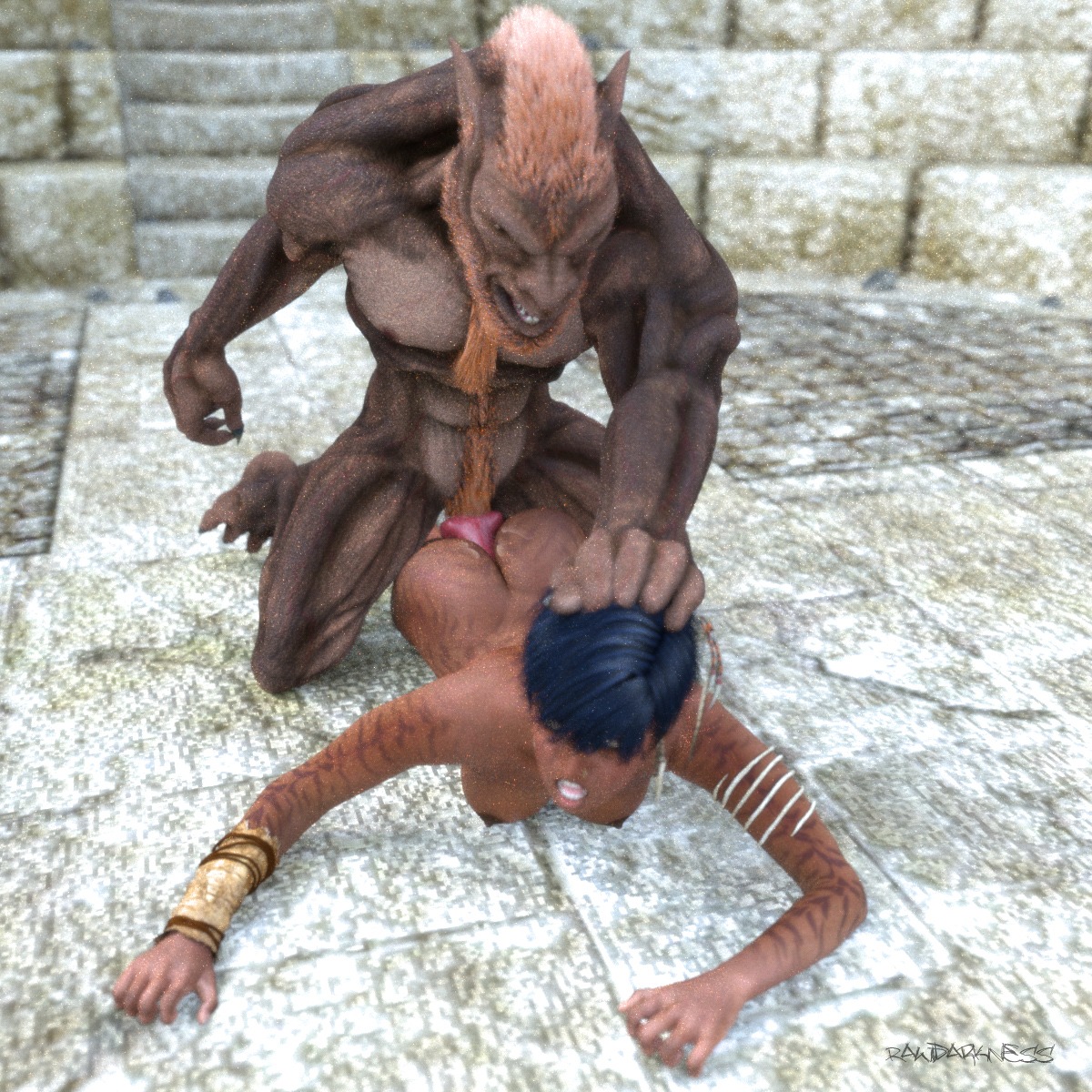 1:1 3d_(artwork) angry canid canine detailed_background digital_media_(artwork) duo e621 erection female forced from_behind_position genitals hi_res human human_on_humanoid humanoid interspecies male male/female male_on_human mammal muscular mythological_canine mythological_creature mythology nude penis rape rawdarkness sex werecanid werecanine werecreature werewolf
