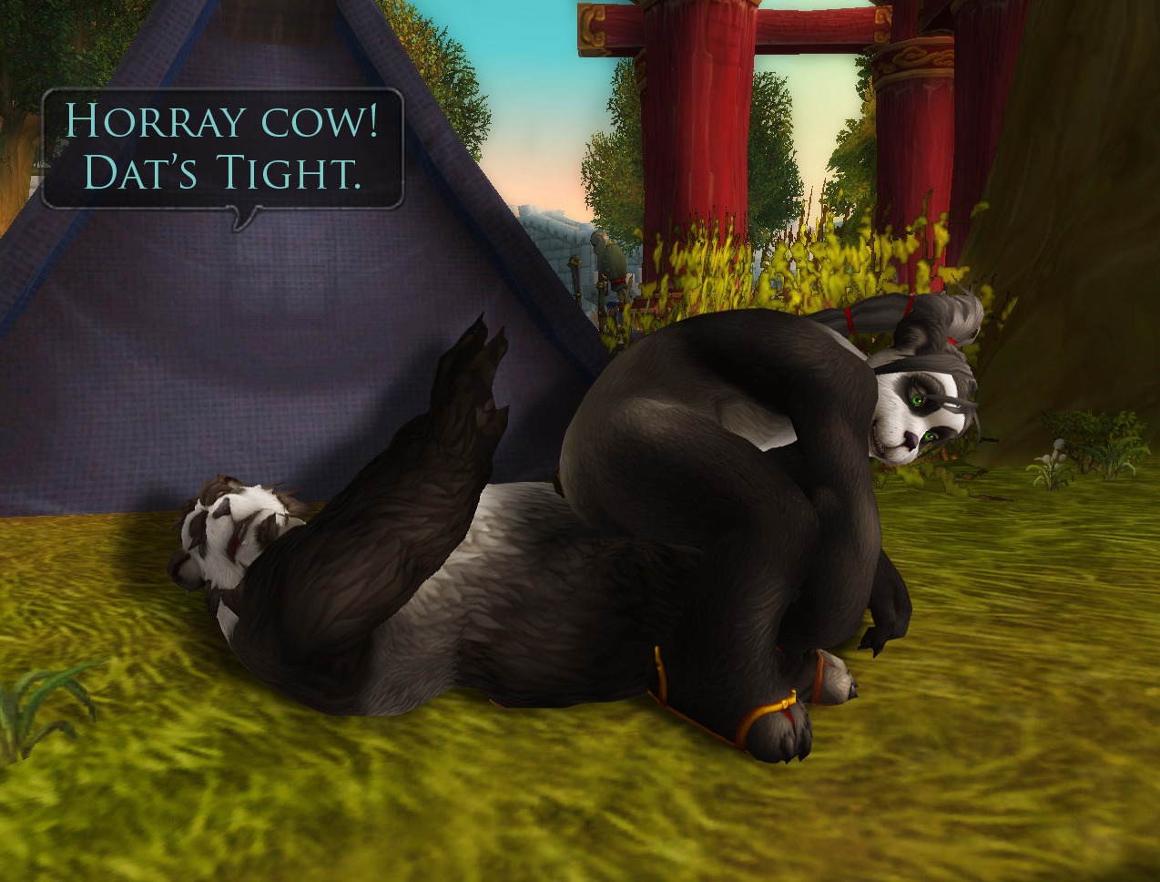 bear black_body black_fur blizzard_entertainment broken_language dialogue duo e621 english_text female female_on_top female_penetrated fur male male/female male_on_bottom male_penetrating male_penetrating_female mammal multicolored_body multicolored_fur on_bottom on_top overweight pandaren penetration reverse_cowgirl_position sex straddling text two_tone_body two_tone_fur unknown_artist warcraft white_body white_fur