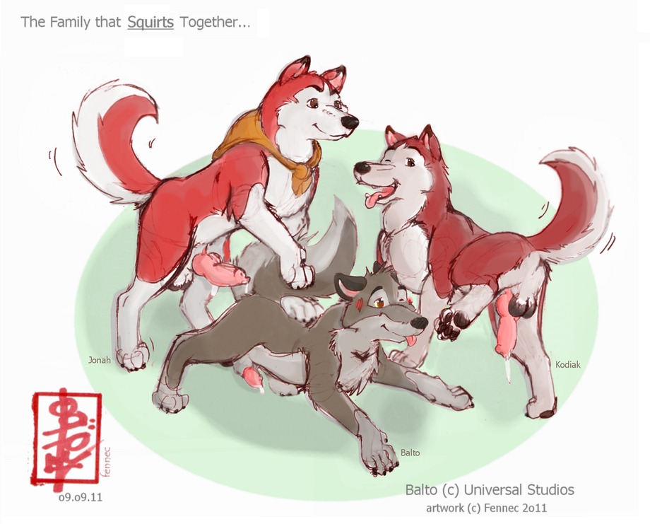 2011 4_toes abstract_background anatomically_correct animal_genitalia animal_penis balls balto balto_(series) blush bodily_fluids canid canine canine_genitalia canine_penis canis claws clothing crossgender cum digital_media_(artwork) digitigrade domestic_dog e621 english_text erection father_(lore) father_and_child_(lore) father_and_son_(lore) feet fennec_(artist) feral ftm_crossgender fur genital_fluids genitals group group_sex hindpaw husky hybrid incest_(lore) jenna_(balto) kerchief kodiak_(balto) male male/male mammal nordic_sled_dog nude parent_(lore) parent_and_child_(lore) parent_and_son_(lore) paws penis precum quadruped raised_leg red_body red_fur sex simple_background sketch son_(lore) spitz tail text threesome toes trio universal_studios wolfdog