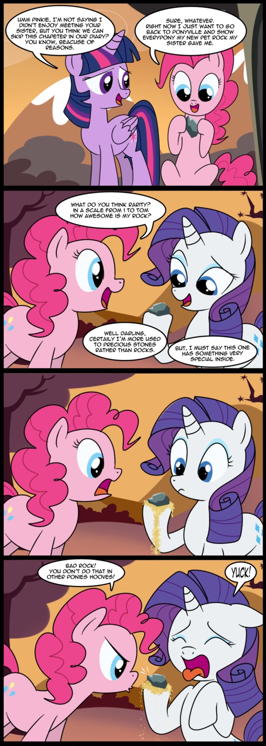2014 blue_eyeshadow bodily_fluids comic cutie_mark dialogue e621 earth_pony english_text equid equine eyeshadow feathered_wings feathers female friendship_is_magic fur genital_fluids hair hasbro hi_res horn horse madmax makeup mammal multicolored_hair my_little_pony mythological_creature mythological_equine mythology outside pink_hair pinkie_pie_(mlp) plant pony purple_body purple_eyes purple_fur purple_hair rarity_(mlp) rock shrub text tree twilight_sparkle_(mlp) two_tone_hair unicorn urine winged_unicorn wings