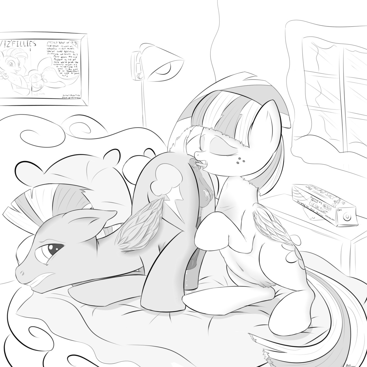 1:1 2012 anal ass_up balls bed bedroom black_and_white bloss blossomforth_(mlp) cutie_mark duo e621 equid equine erection eyes_closed feathered_wings feathers female female_rimming_male feral freckles friendship_is_magic furniture genitals hair hasbro hi_res inside lamp licking male male/female male_penetrated male_rimmed mammal monochrome multicolored_hair my_little_pony mythological_creature mythological_equine mythology nude oral pegasus penetration penis quadruped rimming sex simple_background tail teats thunderlane_(mlp) tongue tongue_out two_tone_hair white_background wings