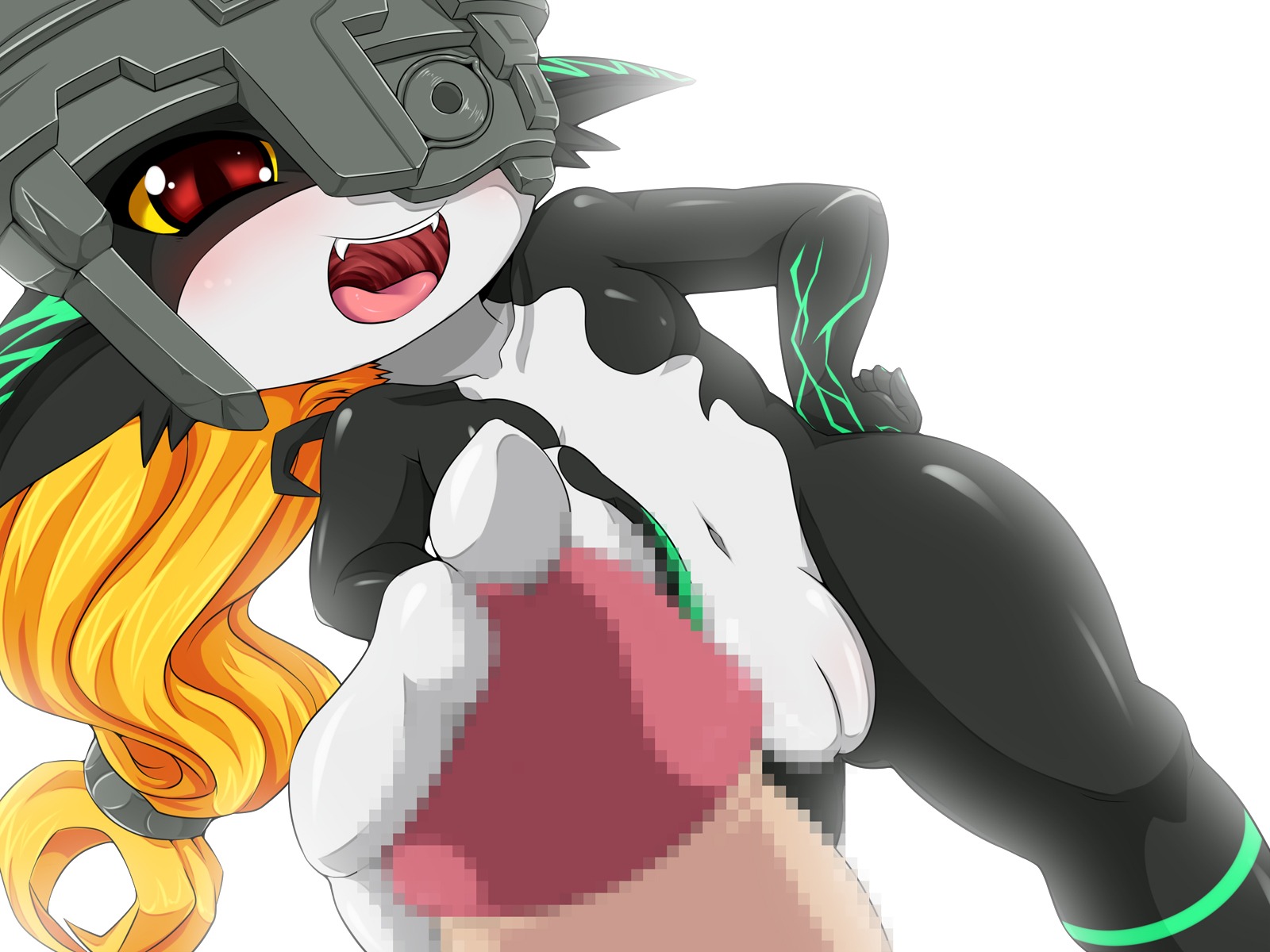 1boy 1girls amau_(artist) censored feet female footjob highres imp imp_midna male midna monster_girl penis pussy red_eyes rule34 straight the_legend_of_zelda twilight_princess white_background