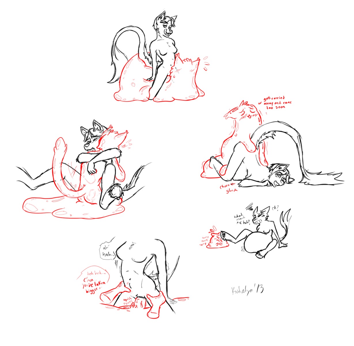 2013 basic_sequence black_and_white_and_red blush breasts butt canid canine digital_drawing_(artwork) digital_media_(artwork) duo e621 erection fantasy felid female female_penetrated five_frame_image five_frame_sequence genitals goo_creature hi_res inflation kudalyn kyuu line_art linear_sequence male male/female male_penetrating male_penetrating_female mammal mi multi_frame_sequence multiple_images nude penetration penis sequence sex slime vaginal