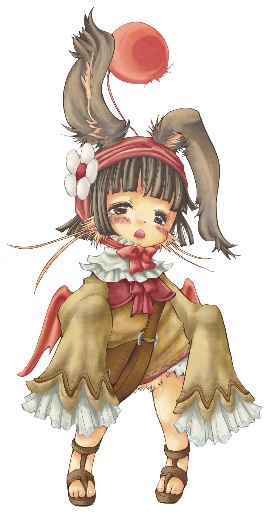 antennae_(anatomy) chackey_k e621 female final_fantasy final_fantasy_xii genitals gurdy_(final_fantasy) hi_res ivalician_moogle mammal moogle pom_antennae simple_background solo square_enix vulva white_background young