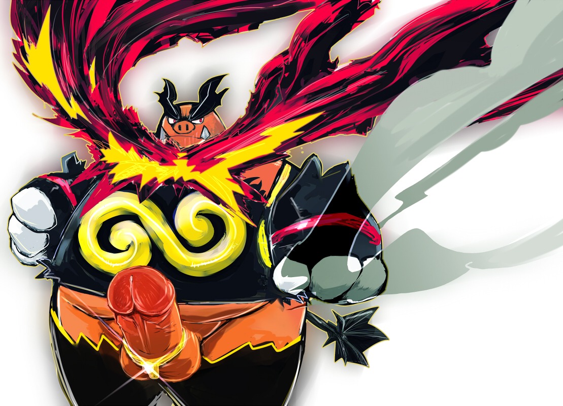 color emboar front_view male male_only penis pokemon rule34 solo standing tagme tusks