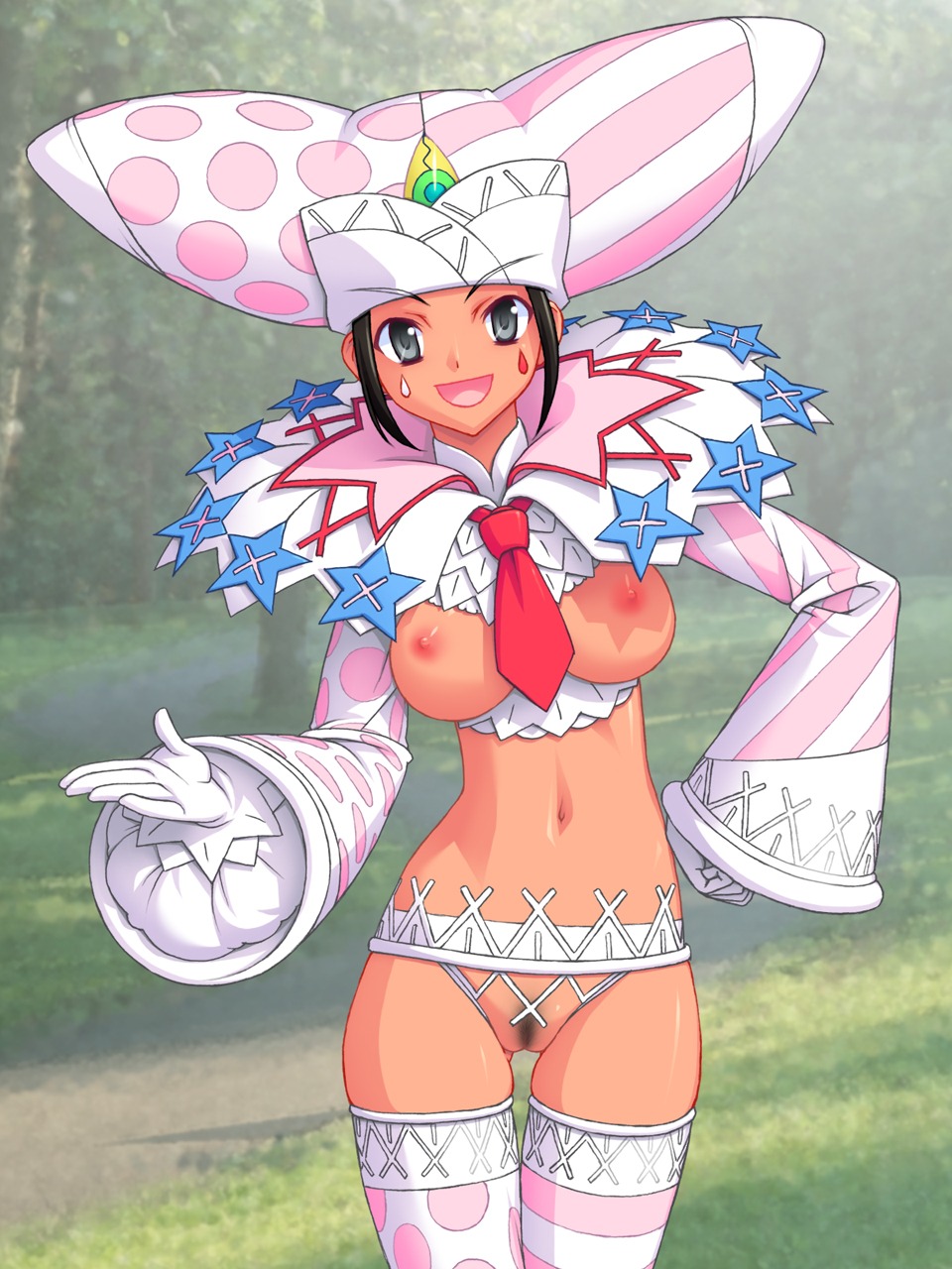 1girls 8th_kannon_maru breasts female hat highres large_breasts miyama_amehiko nude original pubic_hair pussy rule34 smile