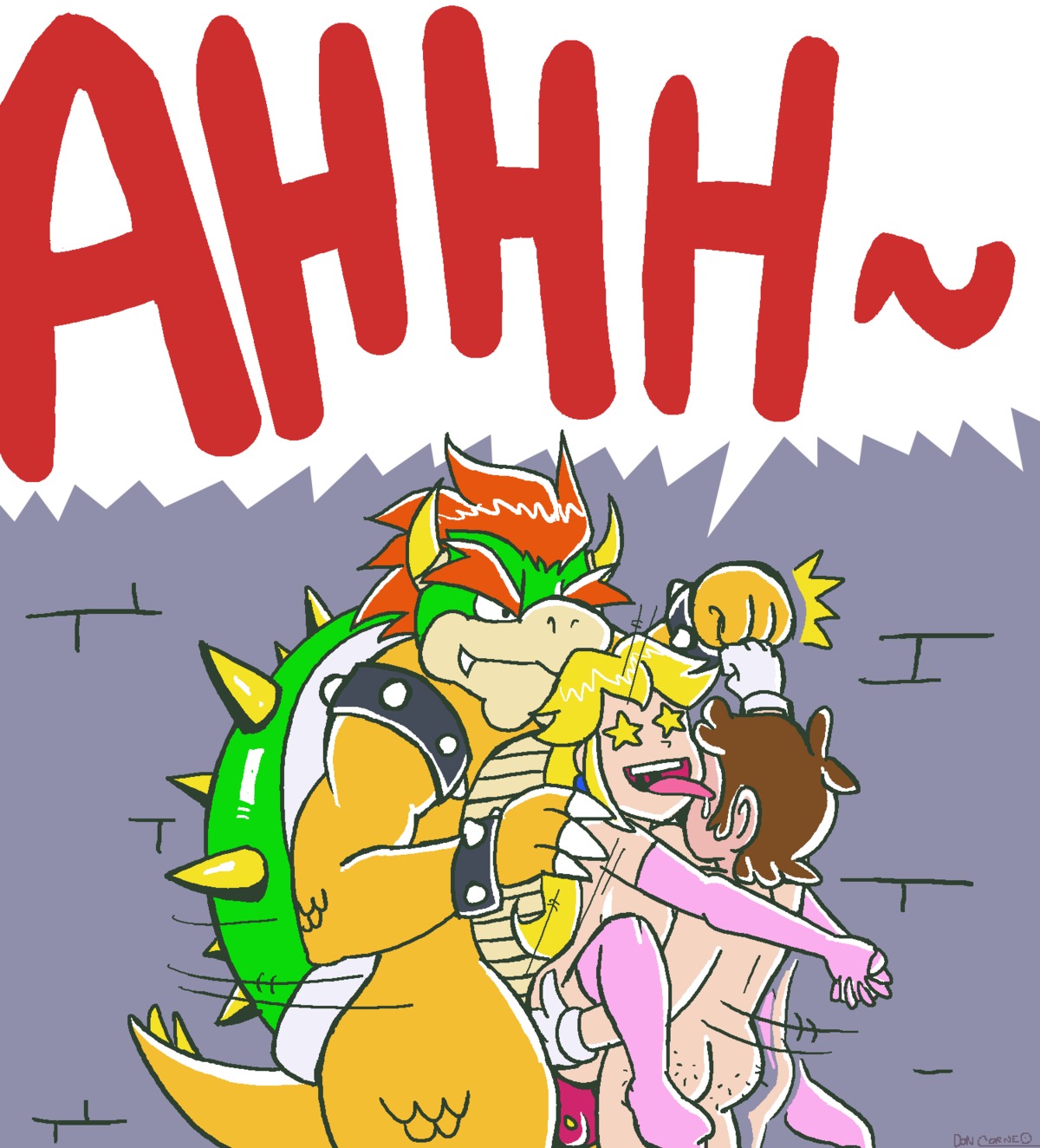 anal anthro anthro_penetrating anthro_penetrating_human balls biped bodily_fluids body_hair bowser breasts butt_hair digital_media_(artwork) doncorneo double_penetration drooling e621 english_text female female_penetrated fist_bump fucked_silly genitals gesture group group_sex hi_res human human_on_anthro human_on_human human_penetrated interspecies intraspecies koopa male male/female male_penetrating mammal mario mario_bros nintendo penetration princess princess_peach royalty saliva sandwich_position scalie sex slightly_chubby standing star_eyes symbol-shaped_eyes tail text threesome tongue tongue_out trio unusual_eyes vaginal