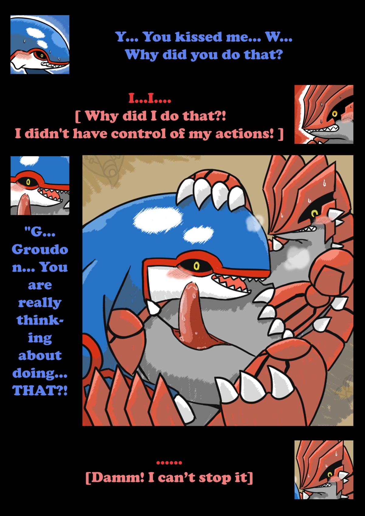 absurd_res ambiguous_gender blush bodily_fluids broken_language claws comic dialogue digital_media_(artwork) duo e621 english_text erection feral generation_3_pokemon genital_fluids genitals groudon hi_res kyogre legendary_pokemon male nintendo penis pokemon pokemon_(species) precum steam sweat text vavacung