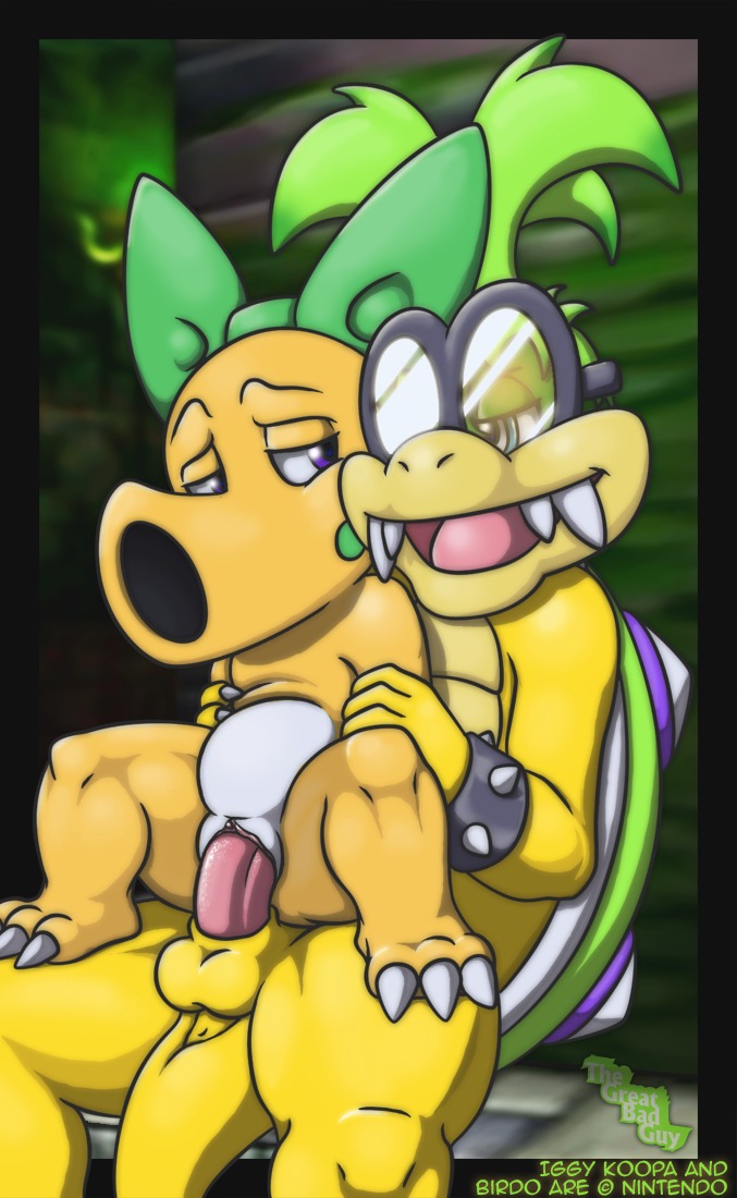 1boy 1girls anus birdo clitoris female iggy_koopa interspecies koopa koopaling koopalings male mario_(series) nintendo no_nipples penis pussy rule34 sex straight straight_hair super_mario_bros. tail text thegreatbadguy
