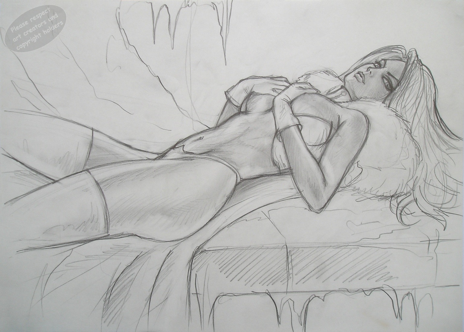 emma_frost female greyscale marvel marvel_comics pencil_(artwork) rule34 sergey_martyn sketch straight_hair white_queen x-men