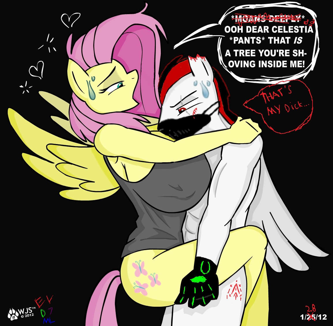 2012 anthro anthrofied equine female fluttershy_(mlp) friendship_is_magic male my_little_pony pegasus rule34 smooth_skin tagme wolfjedisamuel