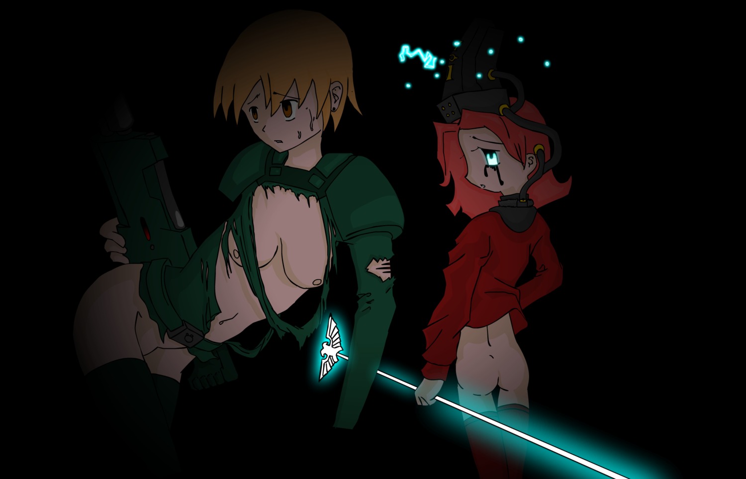 2girls artist_request astra_militarum cadian chaos_(warhammer) female female_only guardswoman_(warhammer_40k) imperial_guard imperium_of_man psyker rule34 sorceress warhammer_(franchise) warhammer_40k