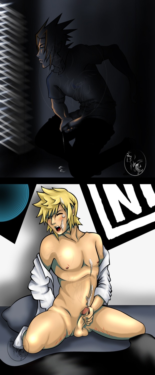 2boys balls blonde_hair brown_hair cum disney gay highres kingdom_hearts kingdom_hearts_birth_by_sleep male male_only masturbation multiple_boys multiple_males penis rule34 square_enix terra_(kingdom_hearts) testicles ventus yaoi