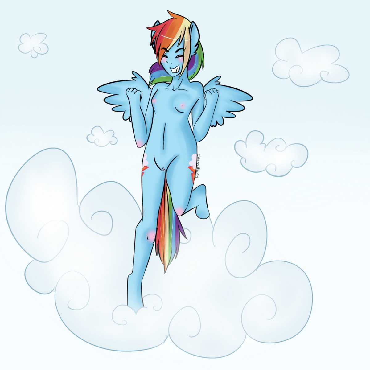 anthro equine female friendship_is_magic my_little_pony pegasus rainbow_dash_(mlp) rule34 satoshi smooth_skin tagme
